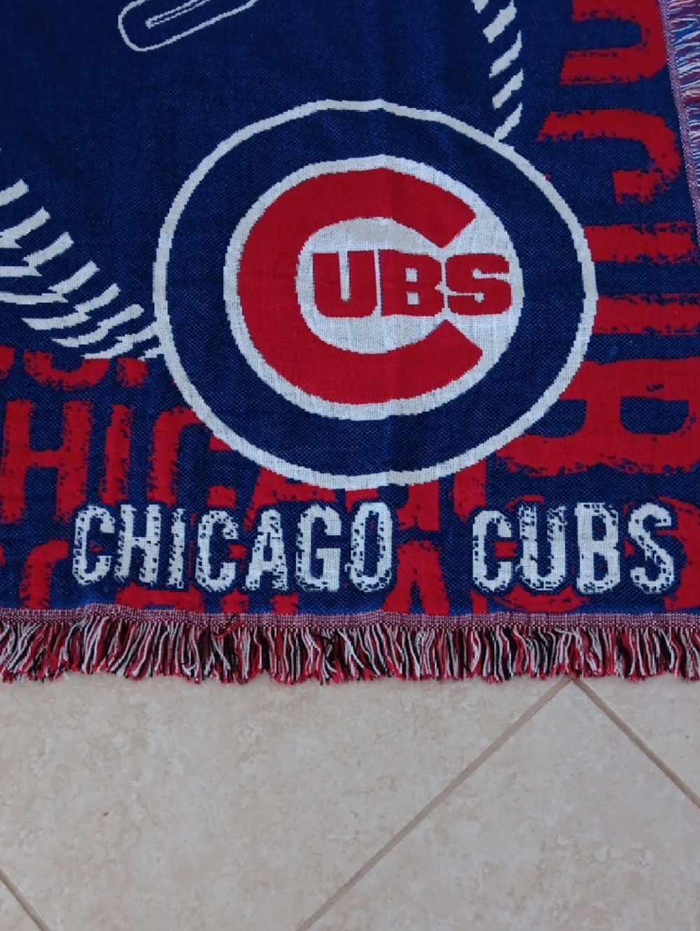 Chicago Cubs Blue and Red Baseball Throw Blanket by - Picture 3 of 7